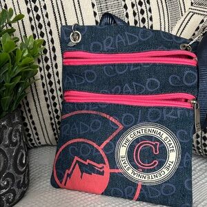 Colorado Themed Denim Crossbody Bag NWOT